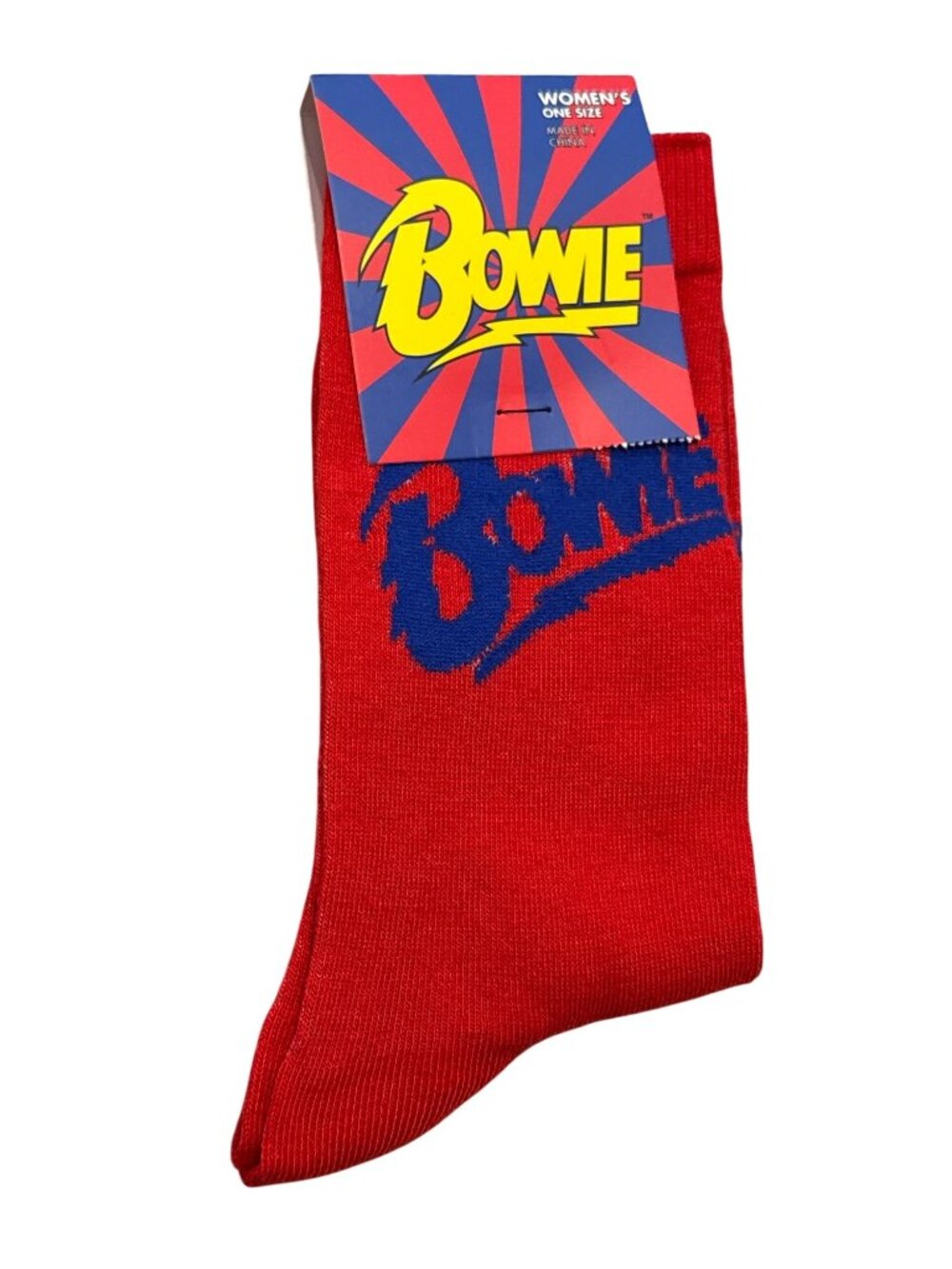 David Bowie Lightning Bolt Crew Socks Red Women's Size 9-11 NWT
